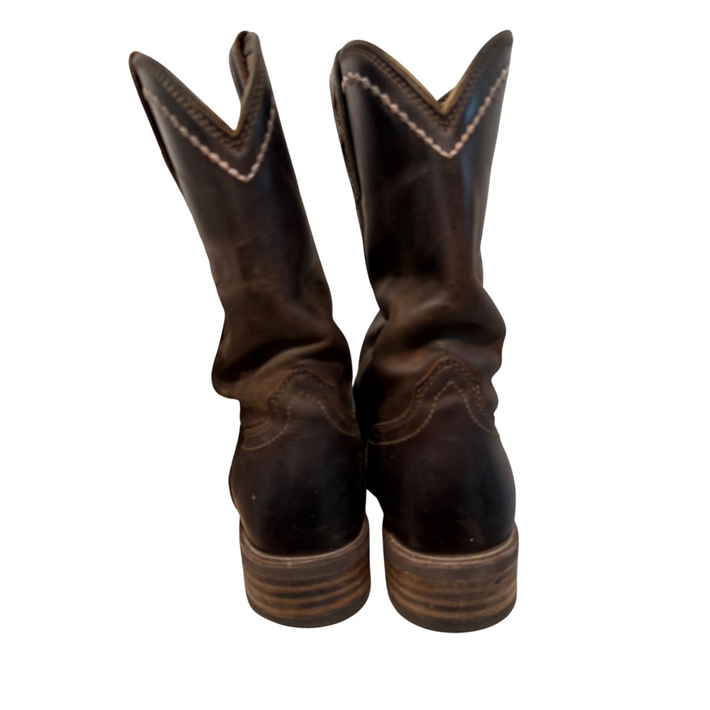 Ariat Brown Leather Western Cowgirl Boots Pink Stitching Comfort Size US 7.5B - Picture 4 of 8